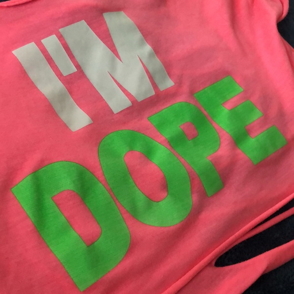 Hot pink crop top with I'm Dope lettering - Picture 1 of 6